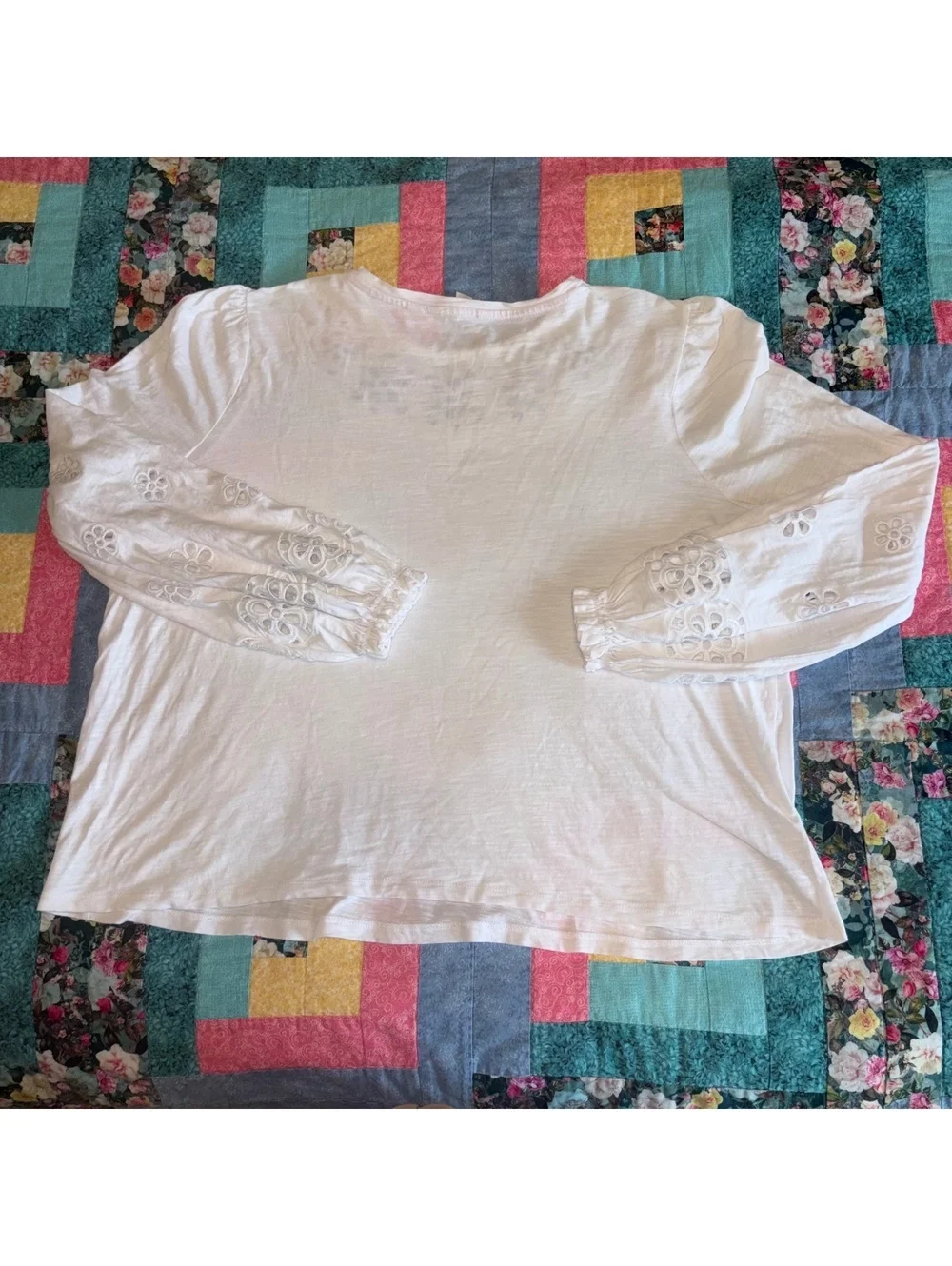 Boden $98 Rn: 118027 Summer Woman’s 20/22 White Long Sleeve Top Floral Details